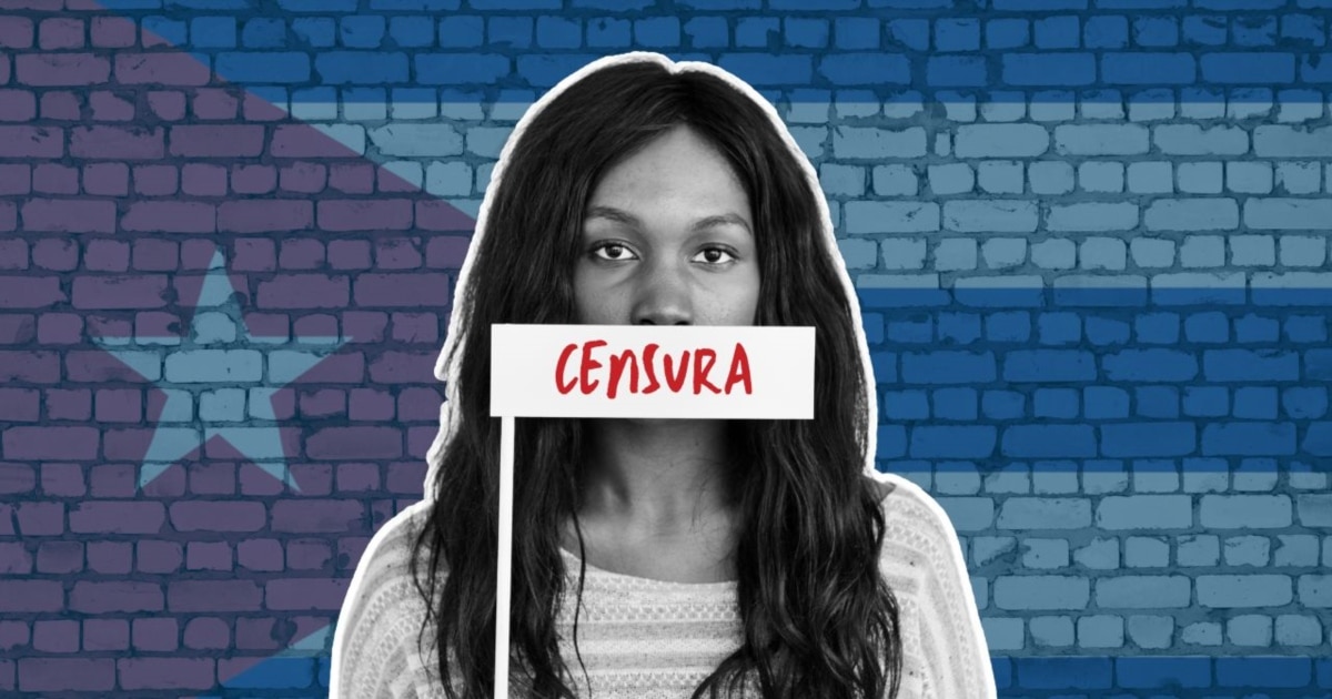 Carteles que simbolizan la censura y la libertad de expresión en Cuba.