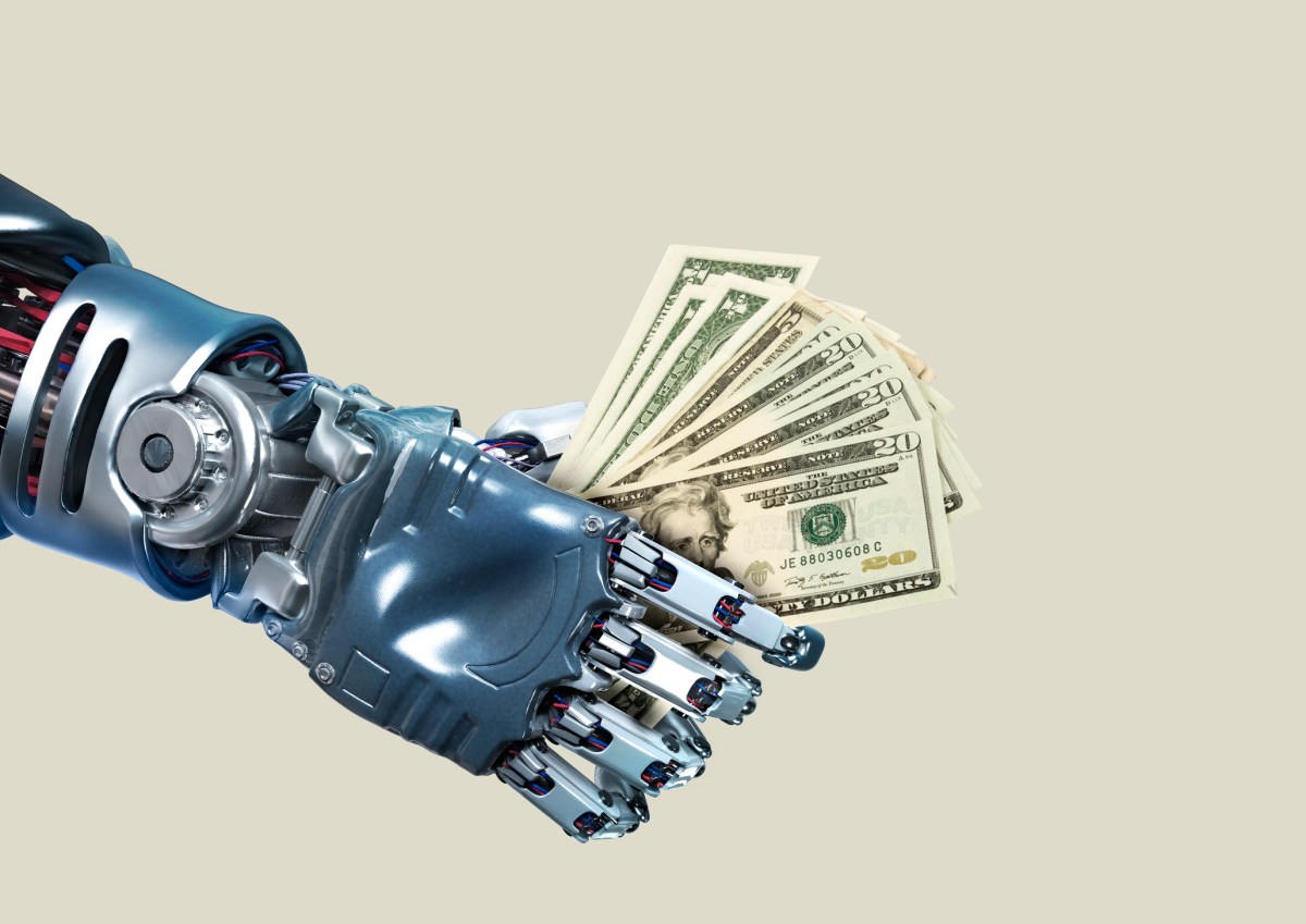 Reunión sobre financiación en una oficina de tecnología robótica.