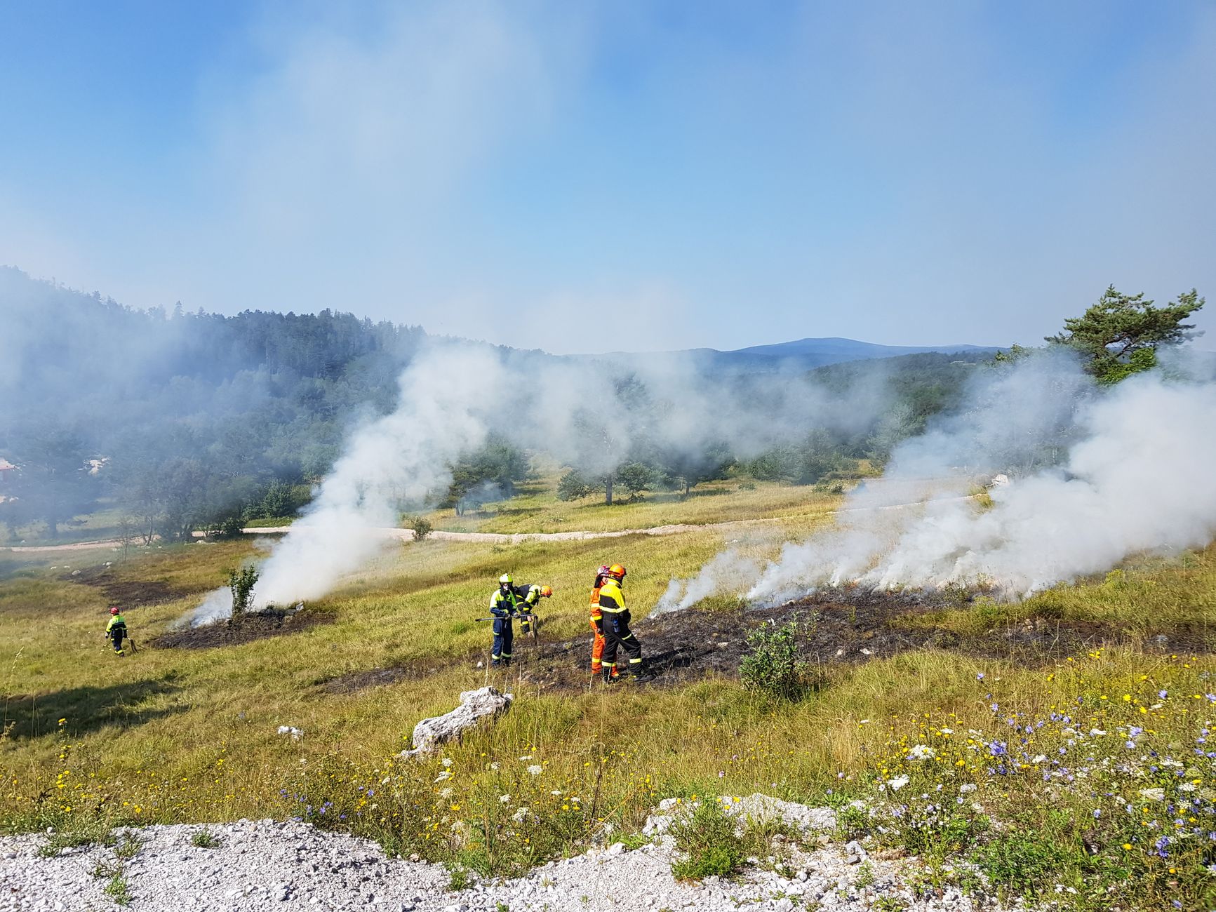 Bomberos trabajando en la contención de incendios en el Parque Nacional Everglades.